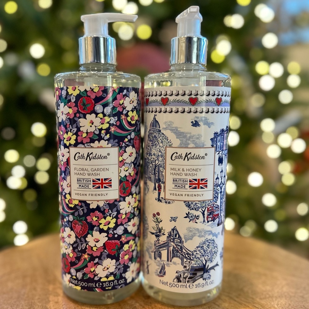 Cath Kidston hand soap floral garden milk & honey 2 bottles 500 ml each vegan